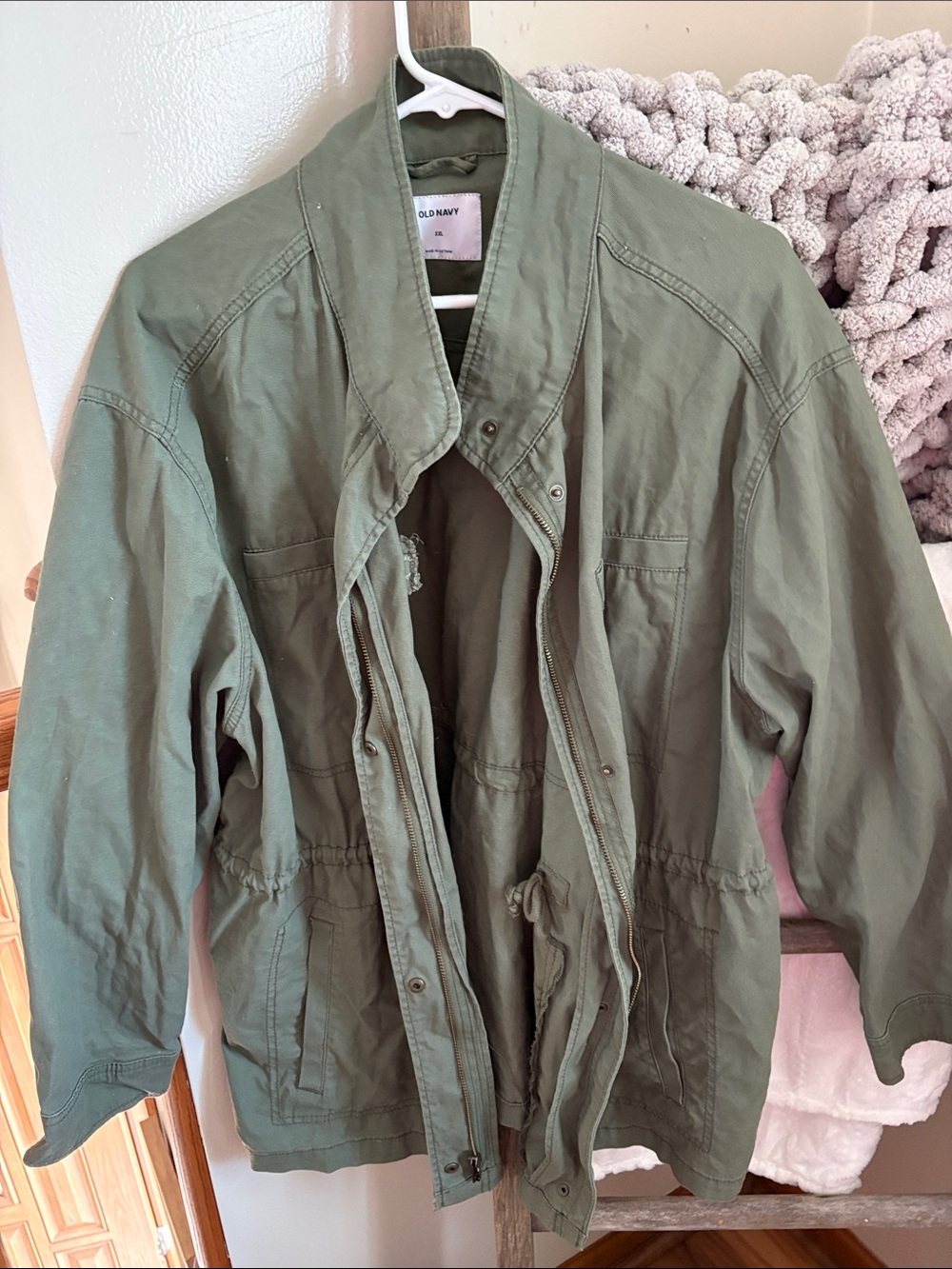 Old Navy Green Utility Jacket with Drawcord Waist